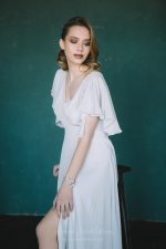 Natural silk light grey wedding dress