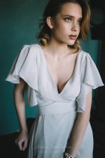 Natural silk light grey wedding dress - Image 7