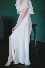 Natural silk light grey wedding dress - Image 8
