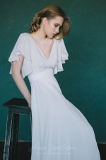Natural silk light grey wedding dress - Image 10