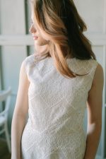 Champagne lace wedding dress with open back by Anna Skoblikova