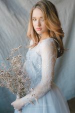 Blue wedding dress from Chantilly lace by Anna Skoblikova