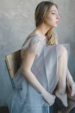 Grey wedding dress with fine lace waist by Anna Skoblikova
