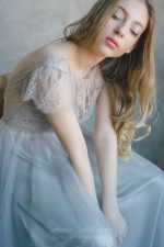 Grey wedding dress with fine lace waist by Anna Skoblikova