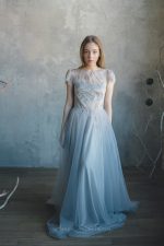 Grey wedding dress with fine lace waist by Anna Skoblikova