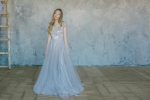 Grey wedding dress with fine lace waist by Anna Skoblikova