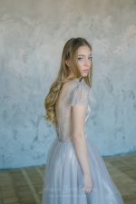 Grey wedding dress with fine lace waist by Anna Skoblikova