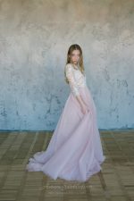 Pink wedding dress with milk lace by Anna Skoblikova