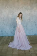 Pink wedding dress with milk lace by Anna Skoblikova