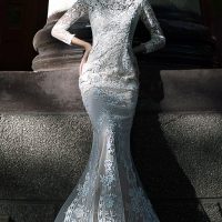 Luxurious lace wedding dress with the finest Italian mesh