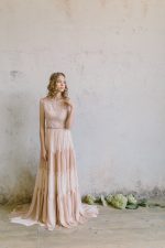 Boho beige wedding dress