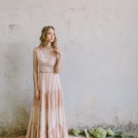 Boho beige wedding dress
