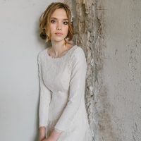 Luxurious winter lace wedding dress