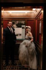 Grey Off the shoulder Wedding Dress by Anna Skoblikova