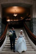 Grey Off the shoulder Wedding Dress by Anna Skoblikova