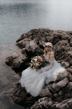Grey Off the shoulder Wedding Dress by Anna Skoblikova
