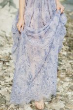 Lace lilac wedding dress on straps - Image 4