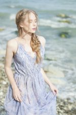 Lace lilac wedding dress on straps - Image 5