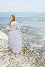 Lace lilac wedding dress on straps - Image 7