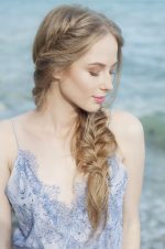 Lace lilac wedding dress on straps - Image 8