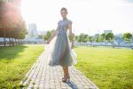 Luxurious gray-green evening and wedding gown - Image 10