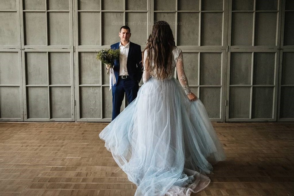 Blue Plus Size Wedding Dress - Anna Skoblikova
