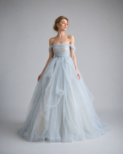 Blue Off the shoulder Wedding Dress by Anna Skoblikova
