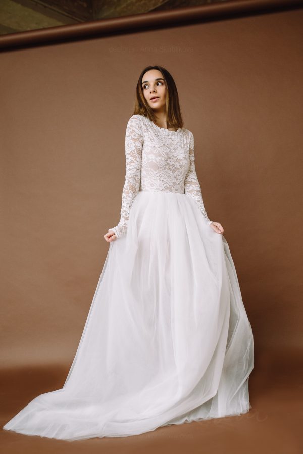 Long sleeve lace bodysuit \ Anna Skoblikova \ Wedding Dress