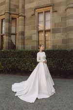 Long sleeve satin wedding dress - Polar Star - Image 5