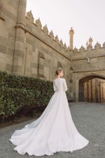 Long sleeve satin wedding dress - Polar Star - Image 3