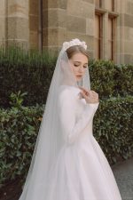 Long sleeve satin wedding dress - Polar Star - Image 6