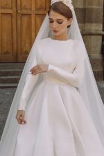 Long sleeve satin wedding dress - Polar Star - Image 2